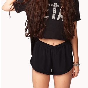 Forever 21 Dainty Ruffled Relaxed Loose Fit Elastic Waist Dolphin Shorts